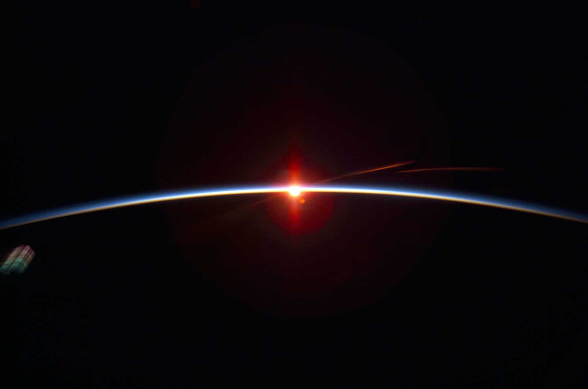 Earth's limb prior to sunrise as seen from the ISS.
