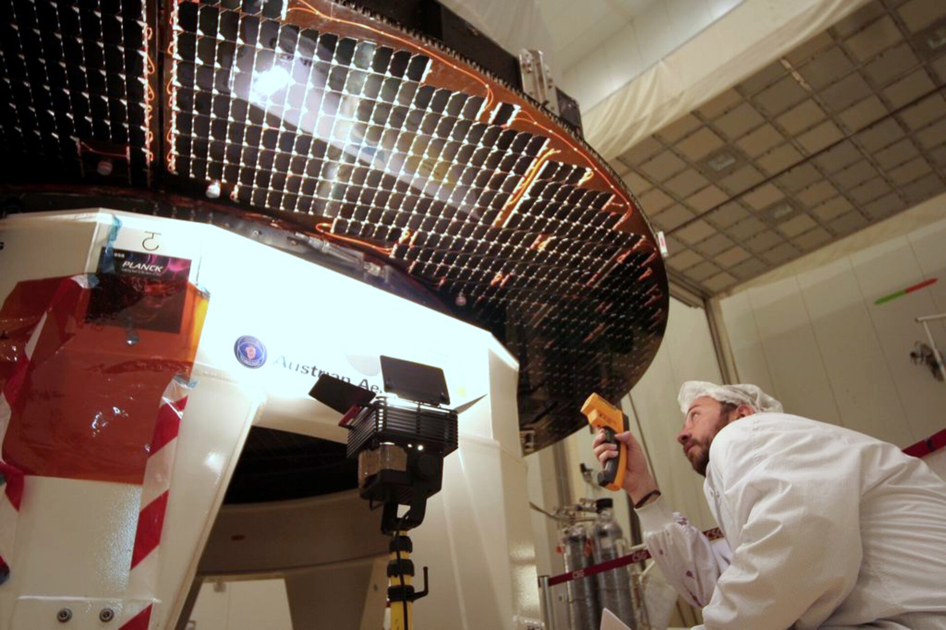 Planck solar array flood test