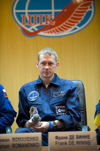 ESA astronaut Frank De Winne during pre-launch press conference