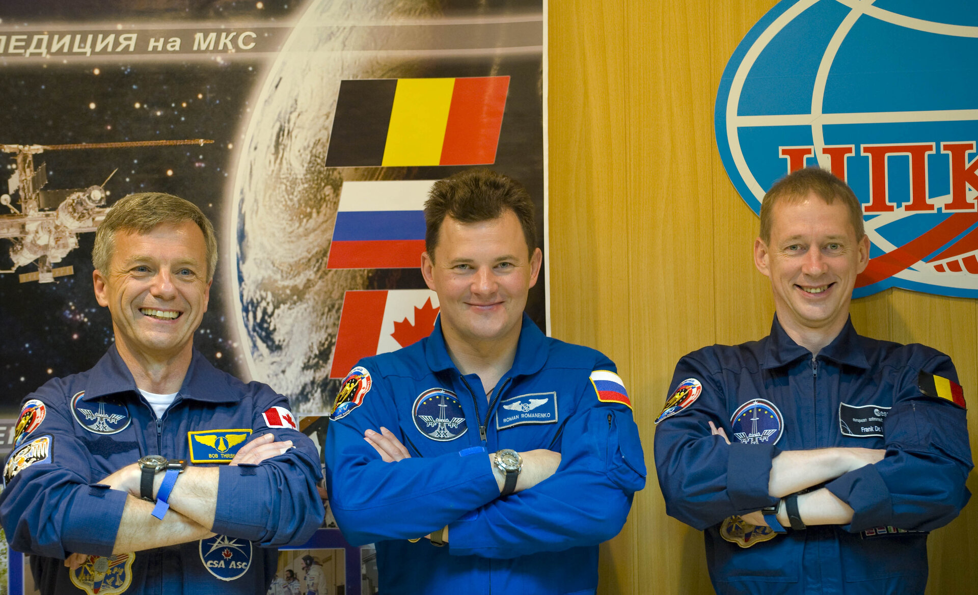 Soyuz TMA-15 crew at the pre-launch press conference