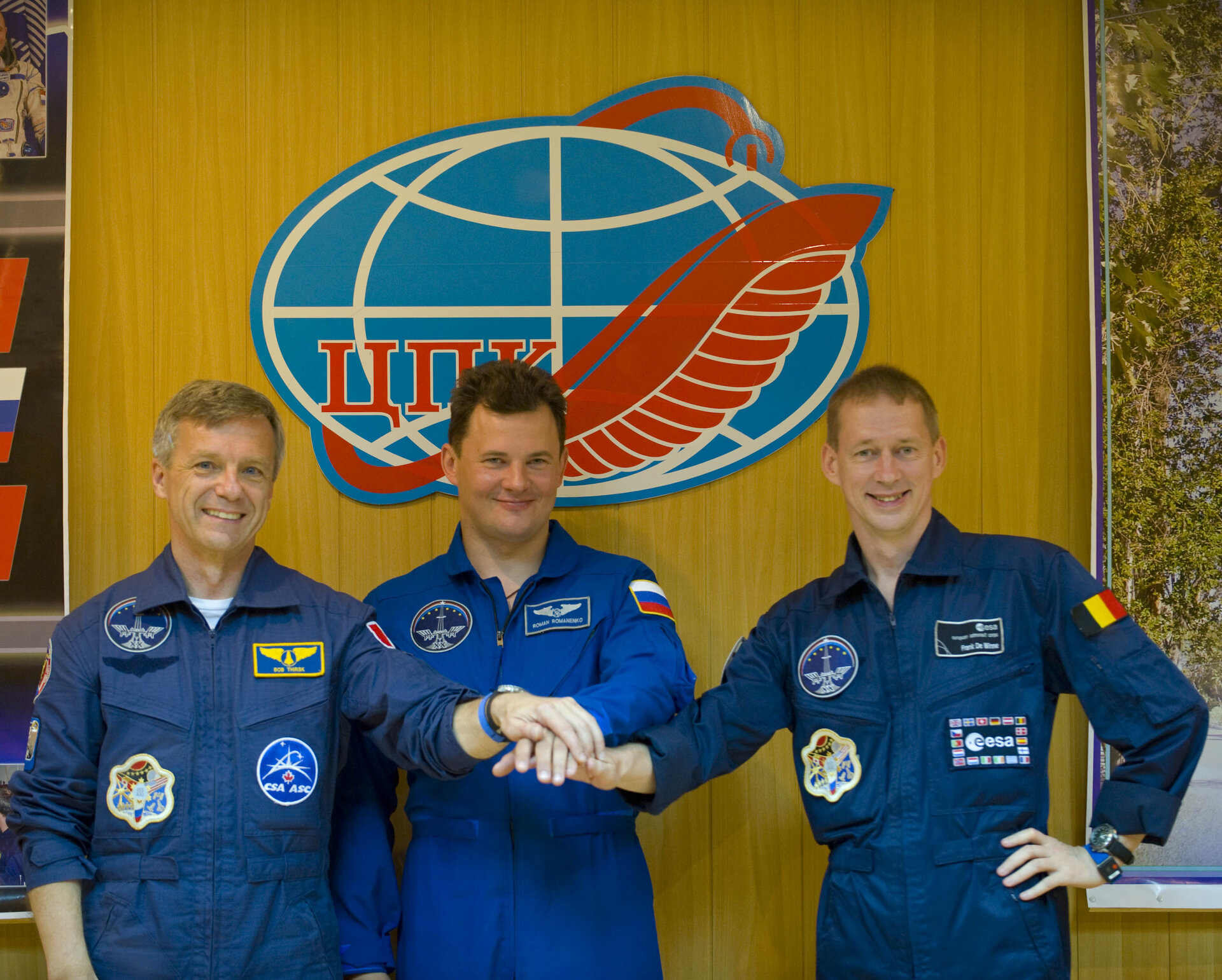 Soyuz TMA-15 crew at the pre-launch press conference