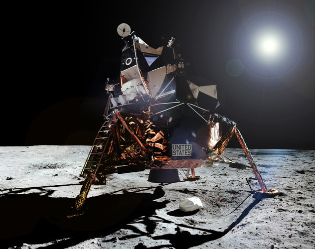 Aldrin leaves Apollo 11 LM 'Eagle'
