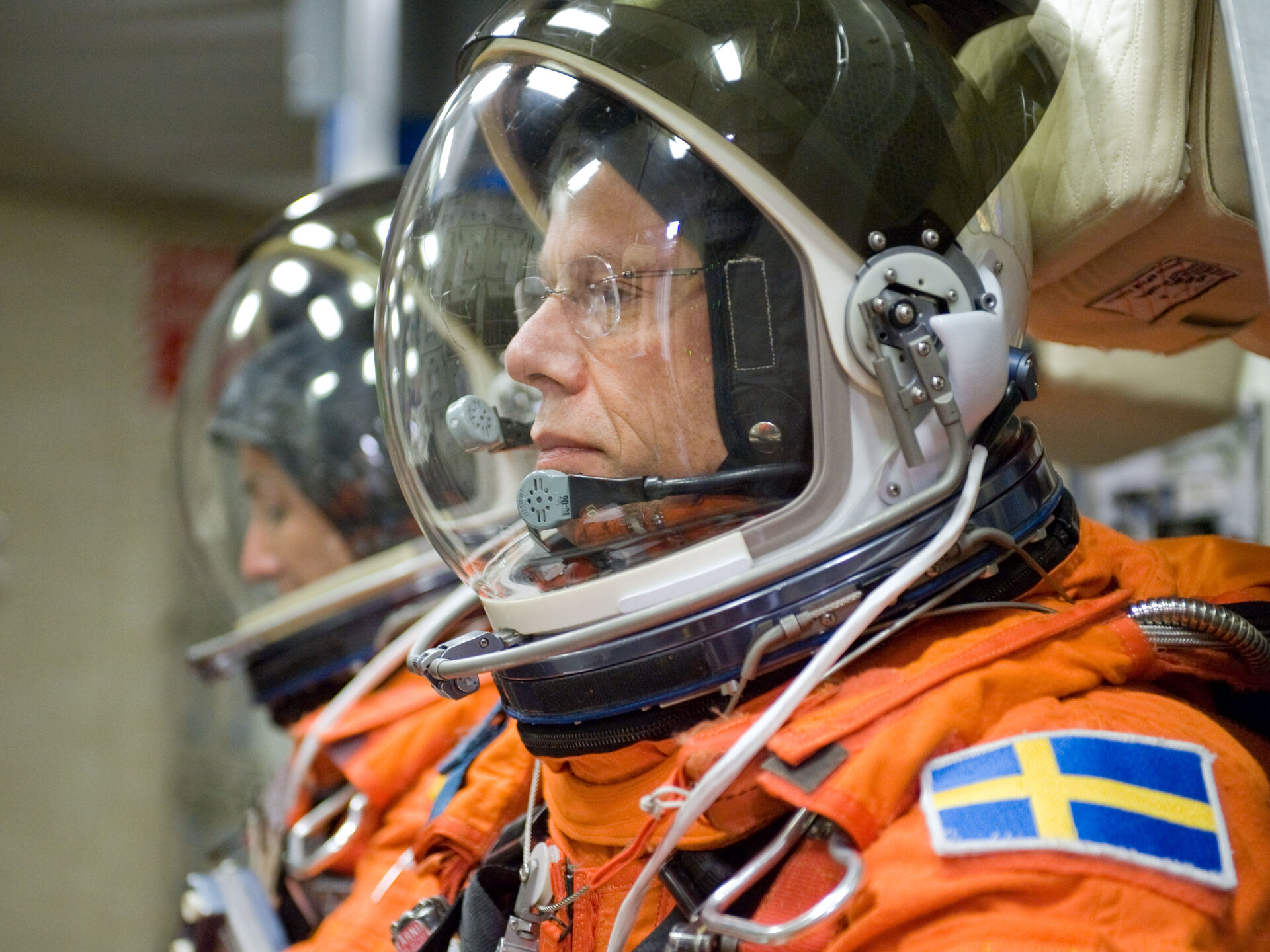 El astronauta de la ESA Christer Fuglesang durante el entrenamiento previo al vuelo STS-128