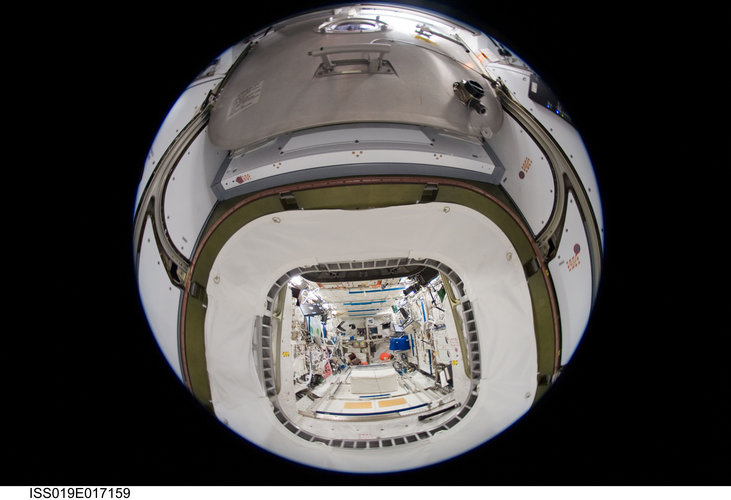 Fisheye view from Harmony into the European Columbus laboratory