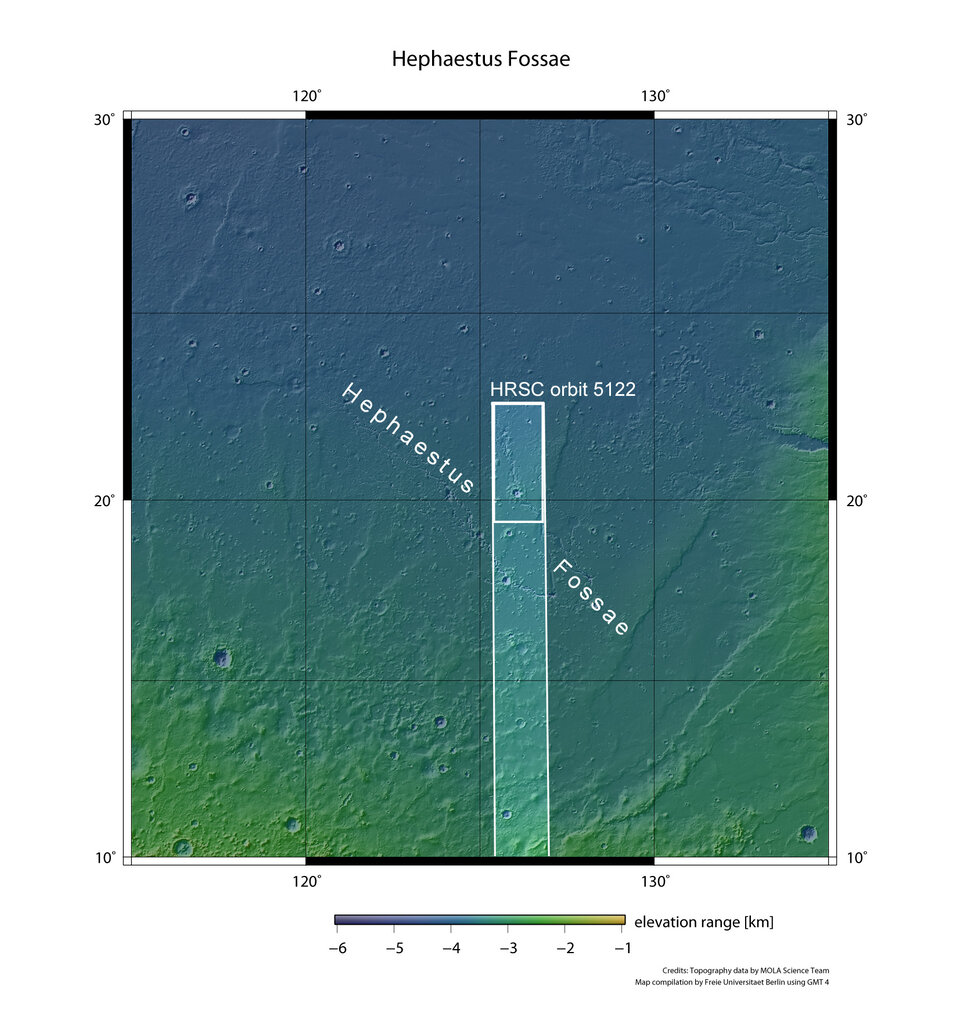 Hephaestus Fossae context map