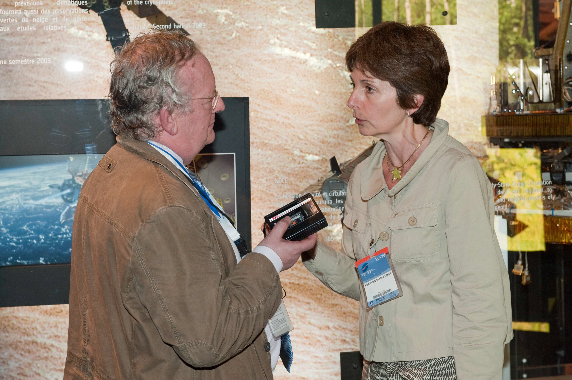 Mrs Vaissiere during the press conference at the ESA Pavilion