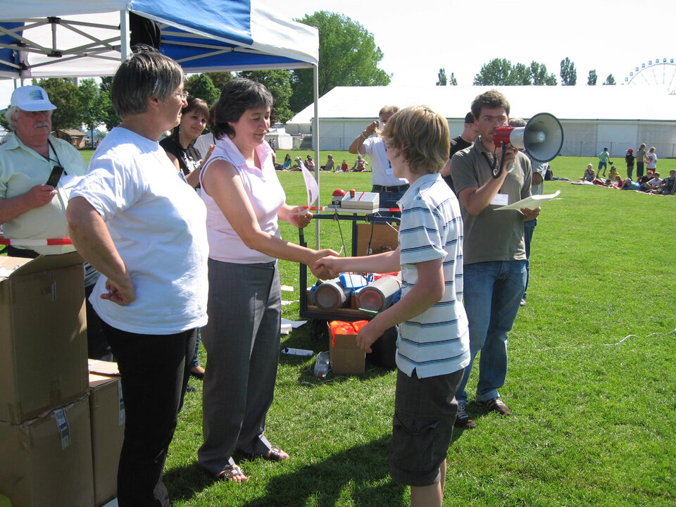 Simon Huber receives his prize of a trip to Kennedy Space Center