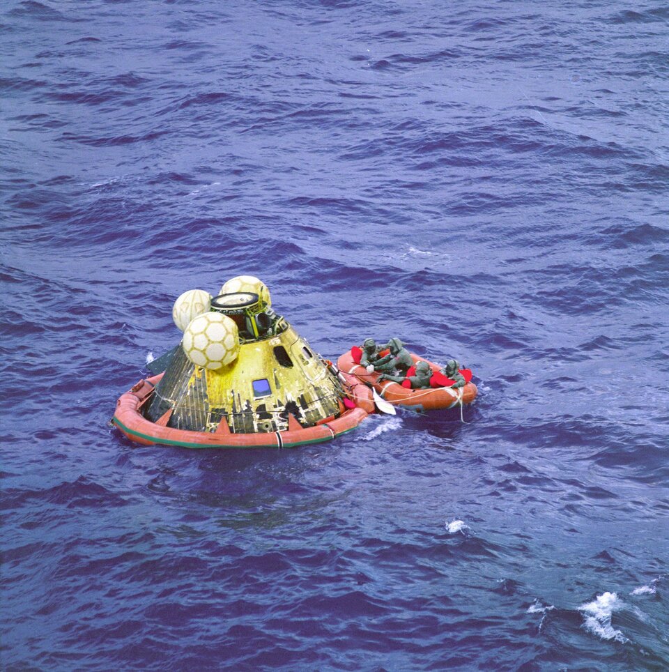 Apollo 11 after splashdown