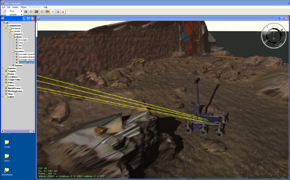 ExoMader rover model in the 3DROV Visualisation Environment