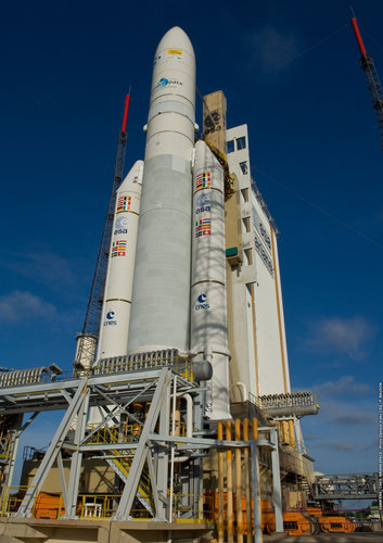 Ariane 5 flight V190 is readied for lift-off