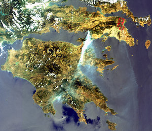 Extent of burned areas on 24 August