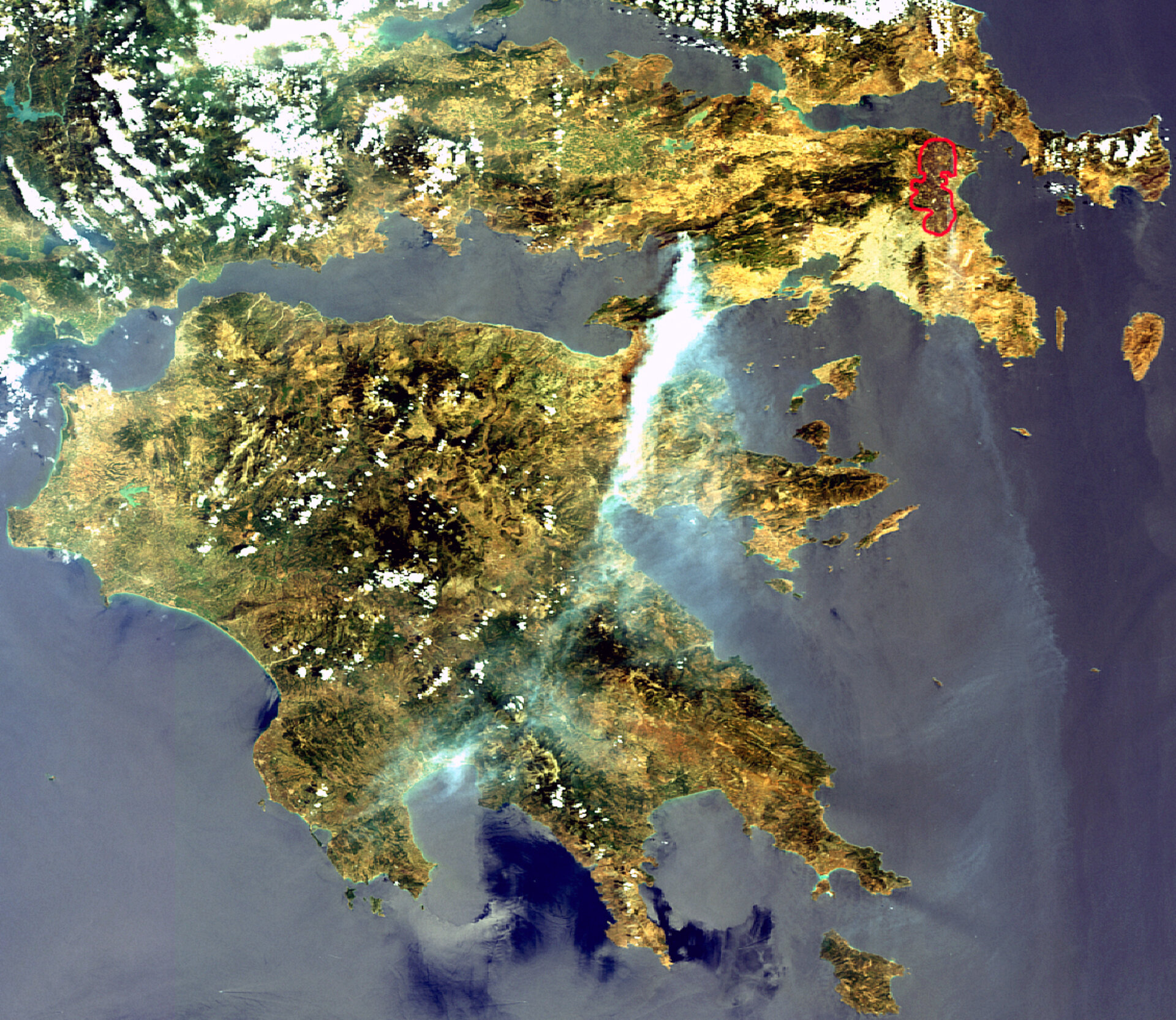 Extent of burned areas on 24 August