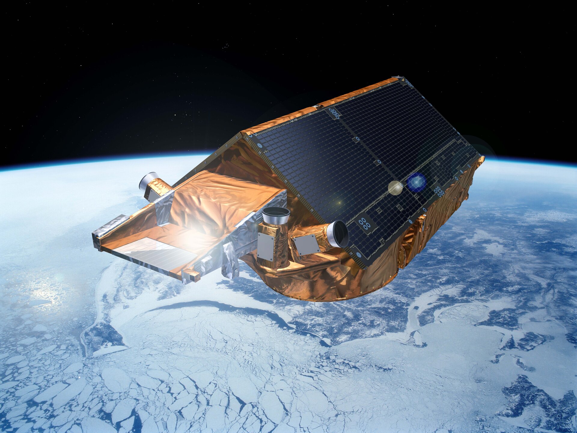 En fuldskala model af CryoSat-2 kan ses i København under klimatopmødet.