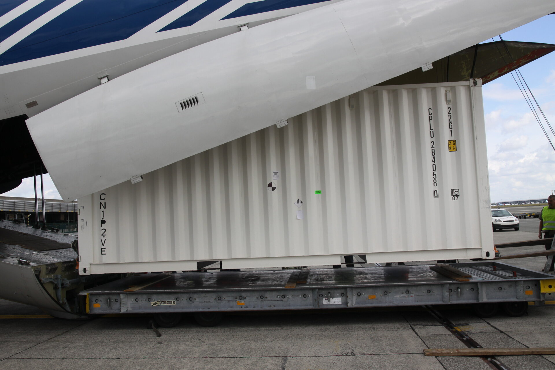 Loading of Proba-2 container in cargo plane at Brussels airport