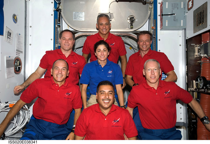 STS-128 crew portrait, including Nicole Stott who joined the Expedition 20 crew shortly after arrival at the ISS