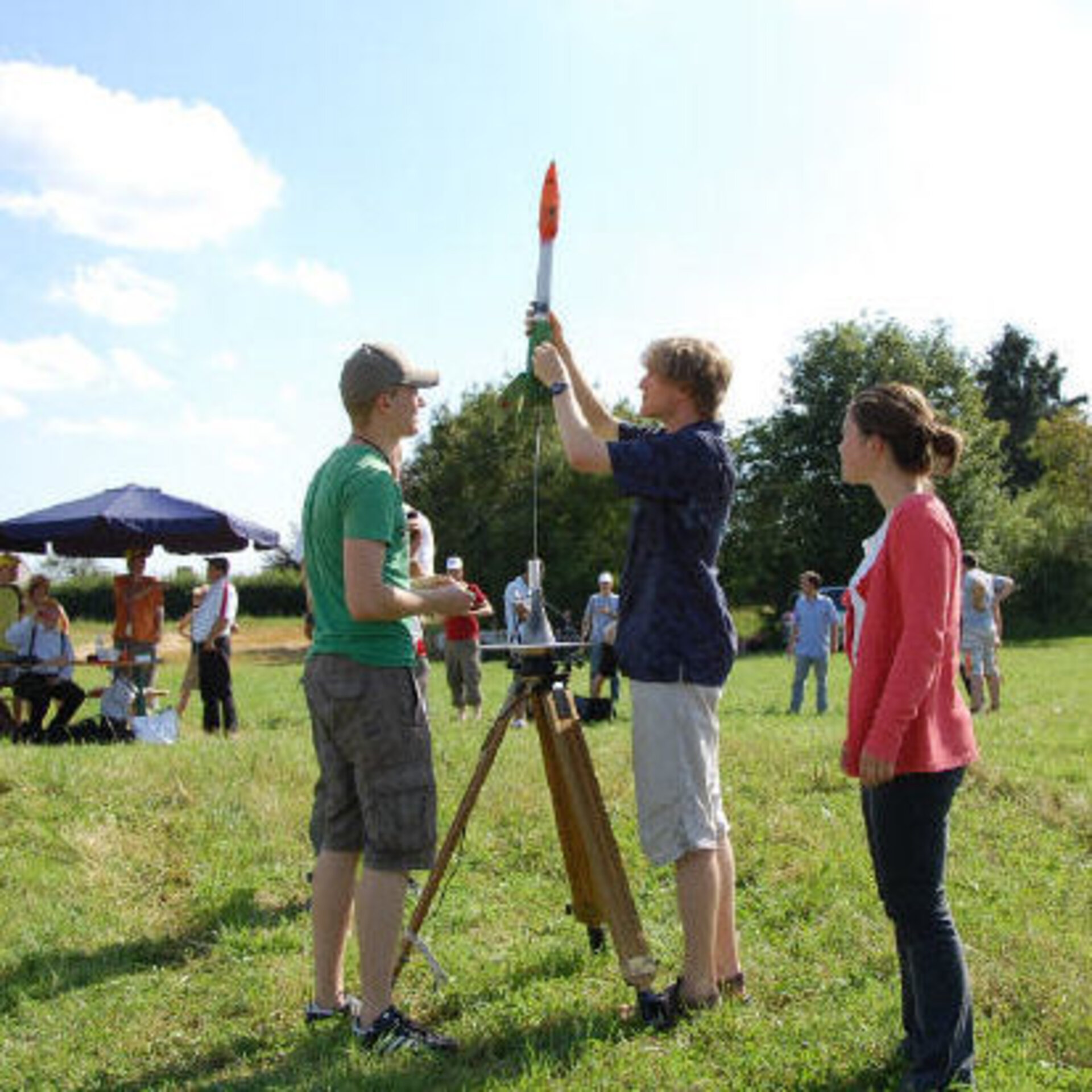 Students preparing rocket