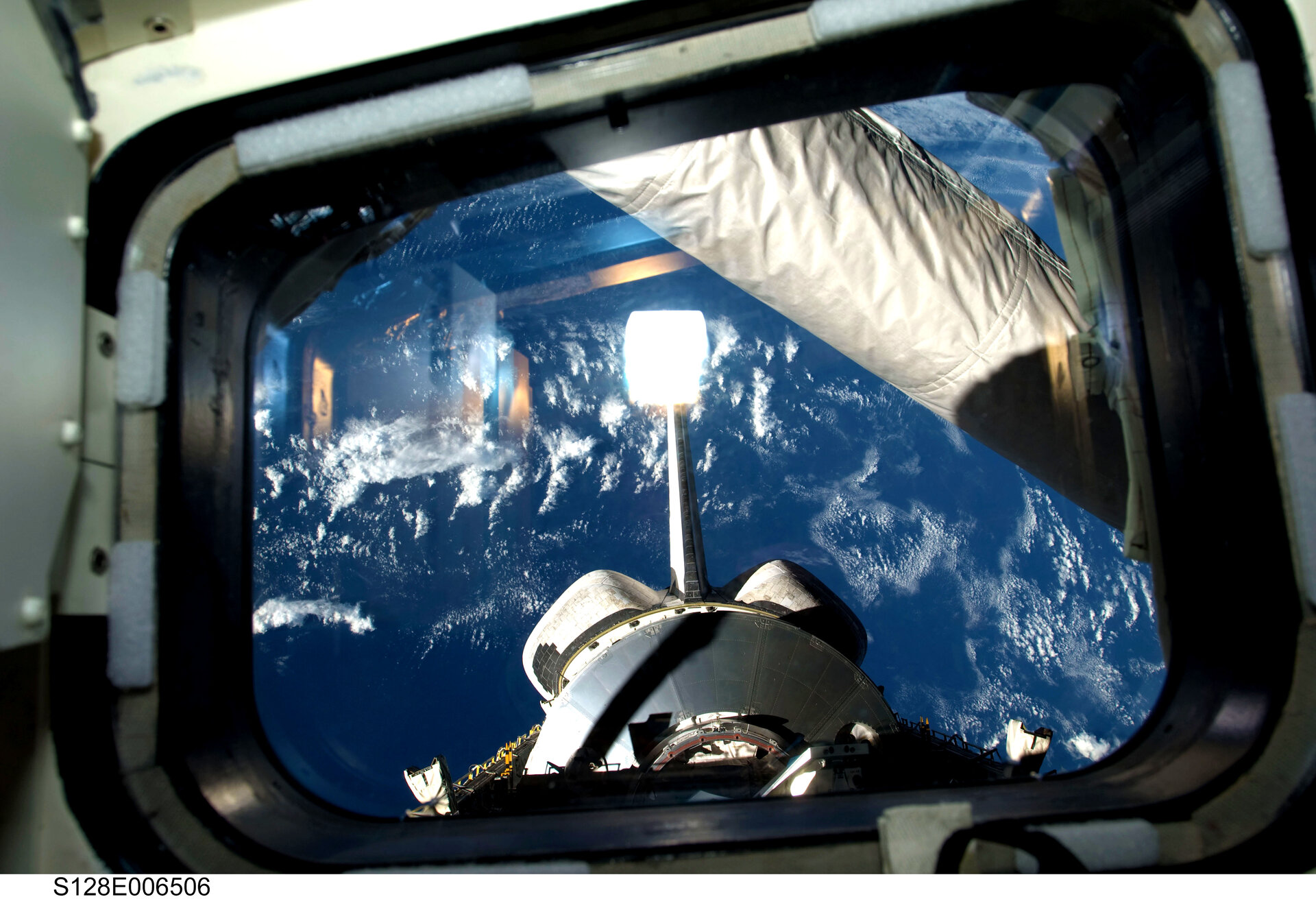 View of Leonardo MPLM in Discovery's payload bay