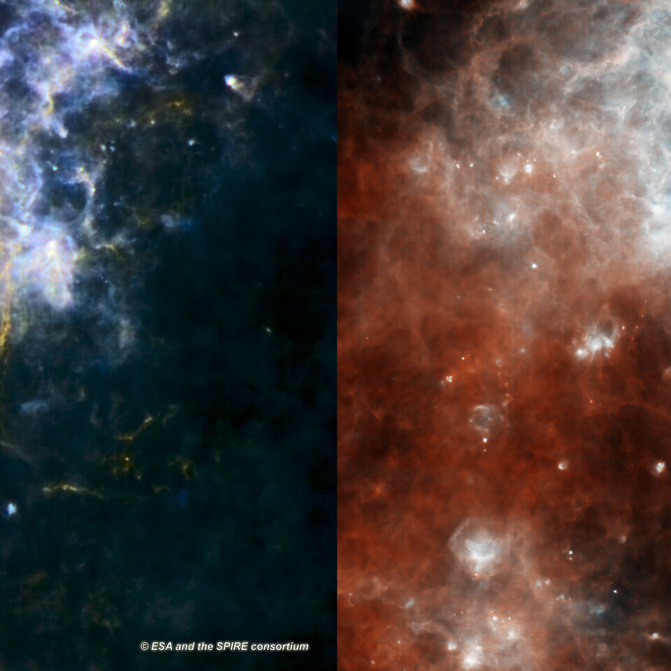 Imagenes de los instrumentos SPIRE and PACS de Herschel