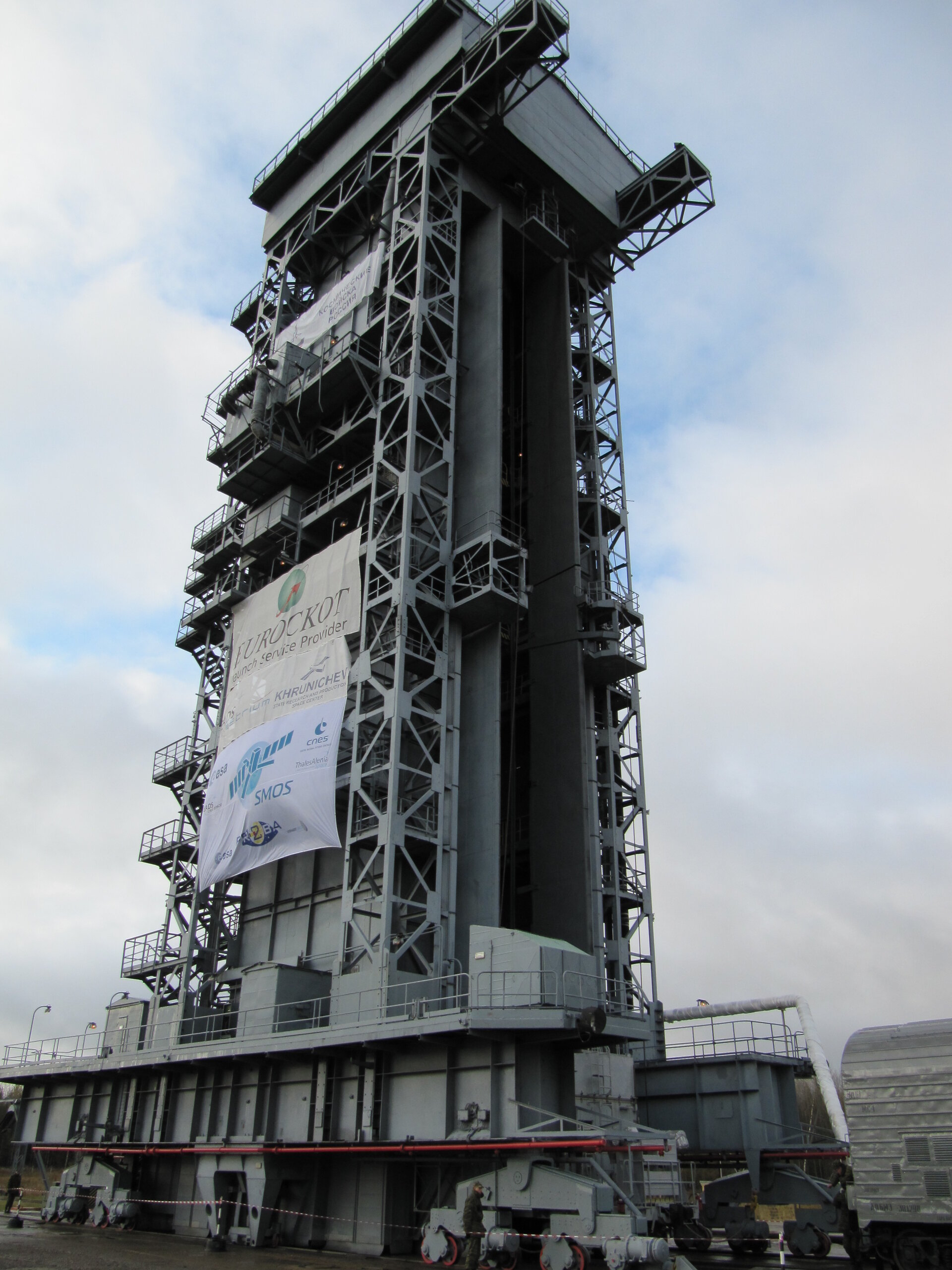 SMOS launch tower with banners