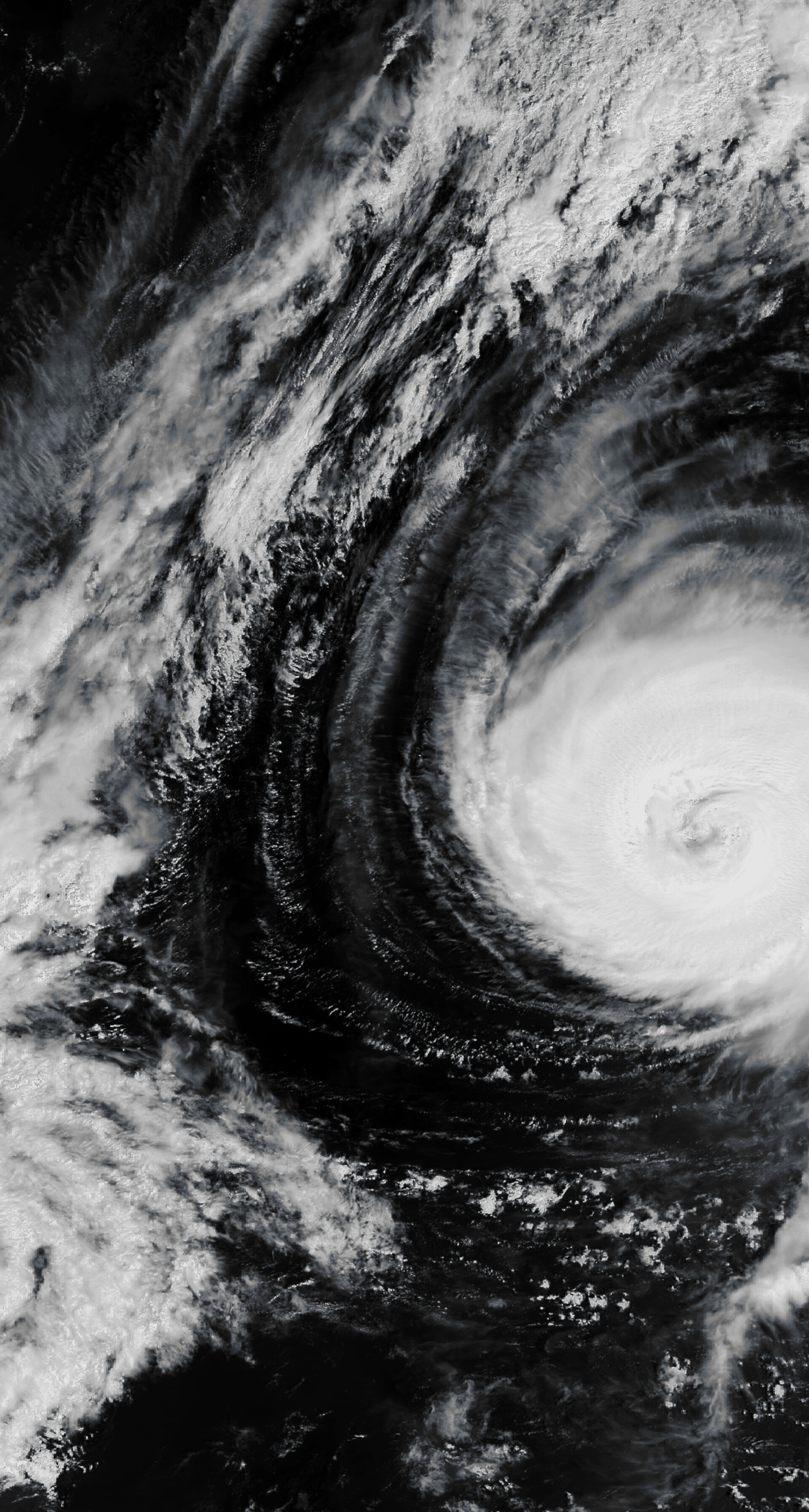 Typhoon Melor spinning in the Pacific Ocean