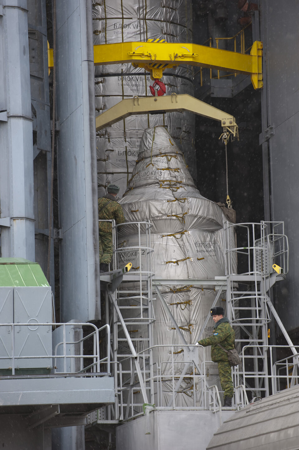 Upper composite in the launch tower