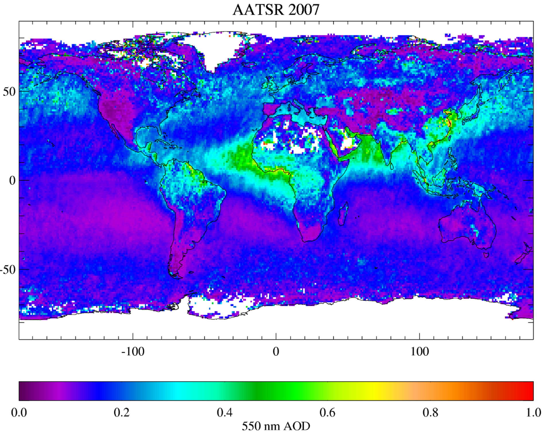 Aerosol optical depth for 2007