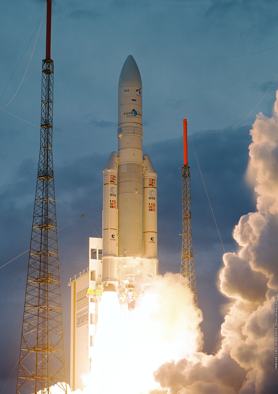 An example of a rocket is Ariane,  the European satellite launcher.