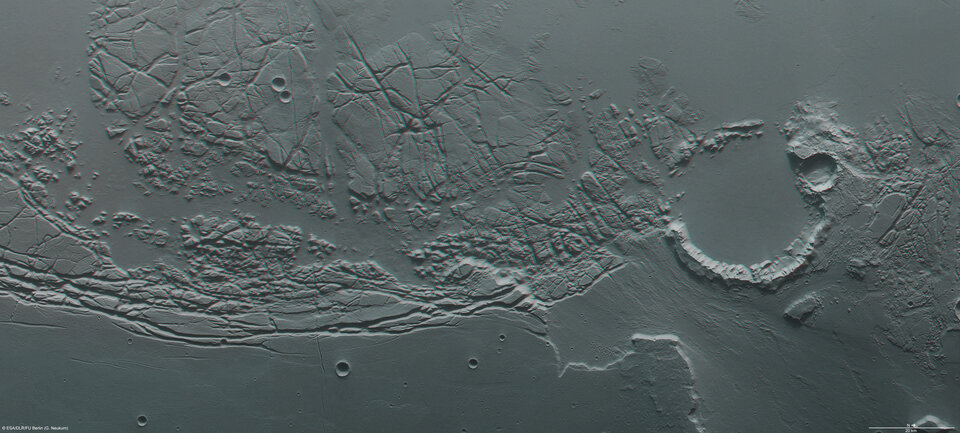Kasei Valles and Sacra Fossae in 3D