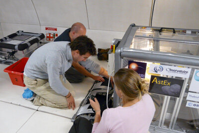 The AstEx team setting their experiment