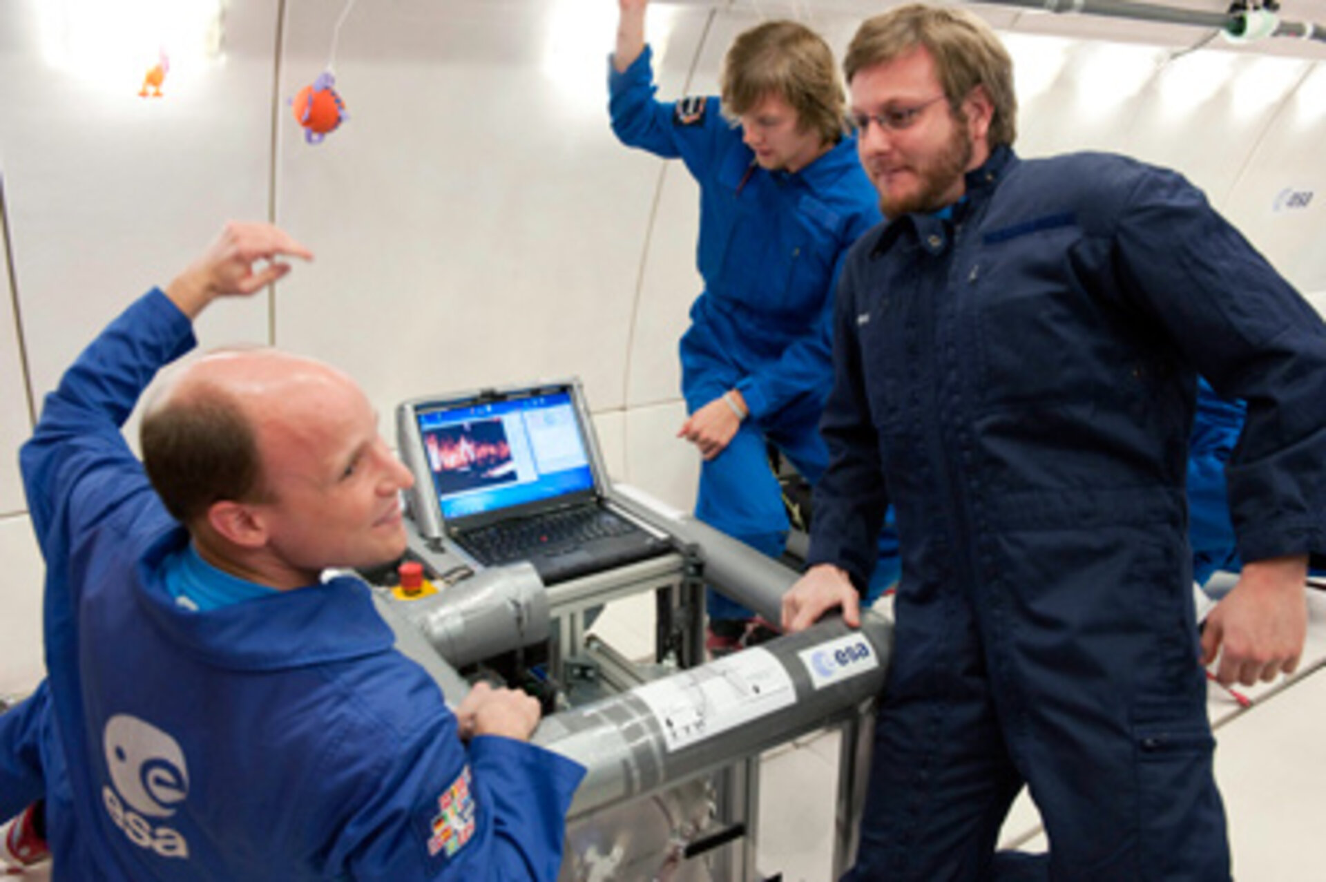 The German team in microgravity