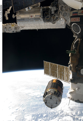 The Japanese H-II Transfer Vehicle departs from the International Space Station