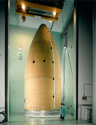 An Ariane 5 fairing under test at ESTEC