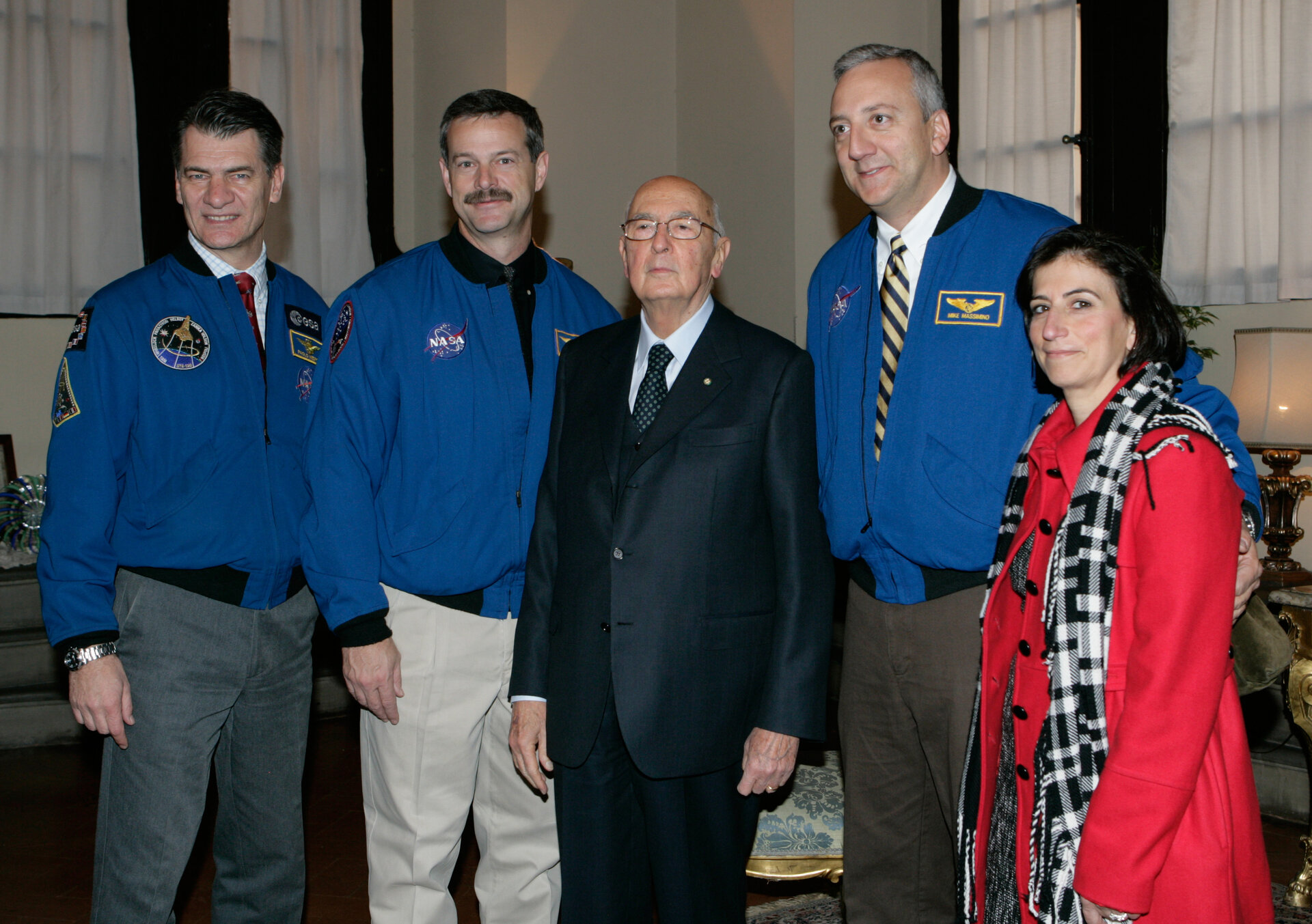 Astronauts Nespoli, Altman and Massimino with the President of the Republic of Italy