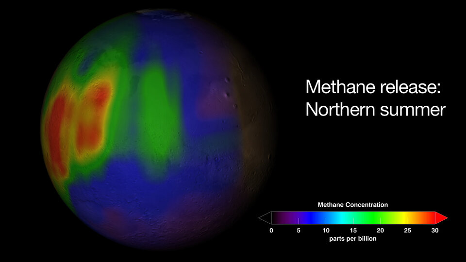 Concentration de méthane sur Mars