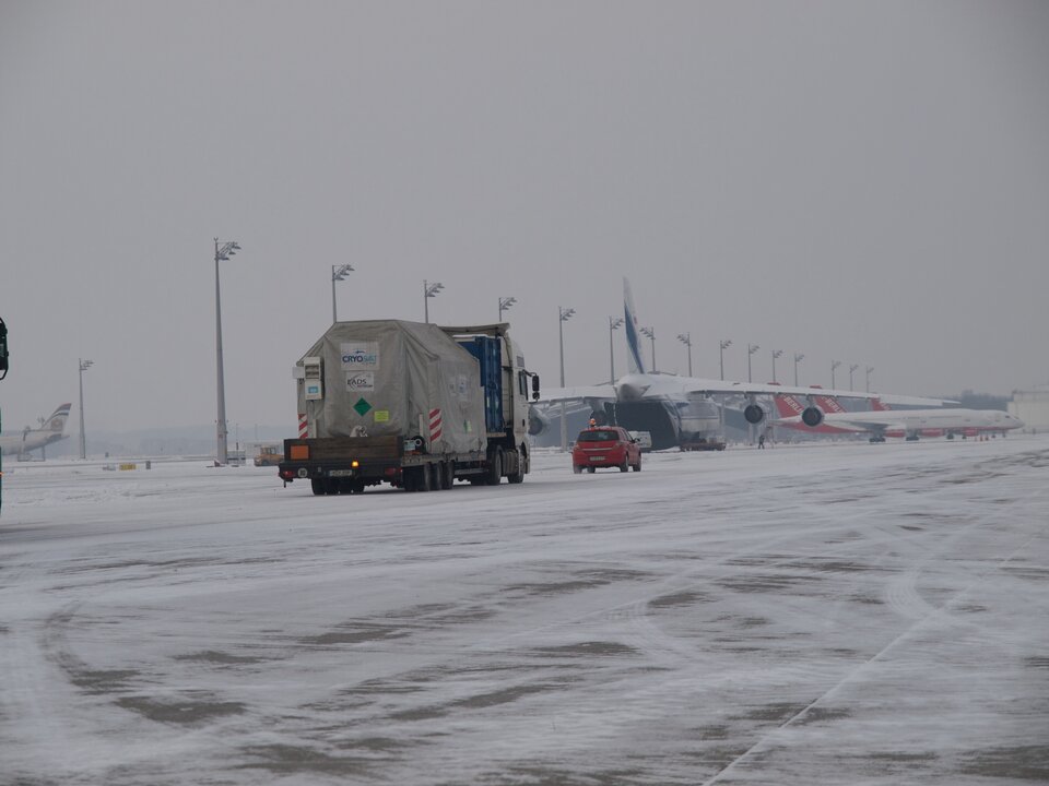Wintery conditions at Munich airport