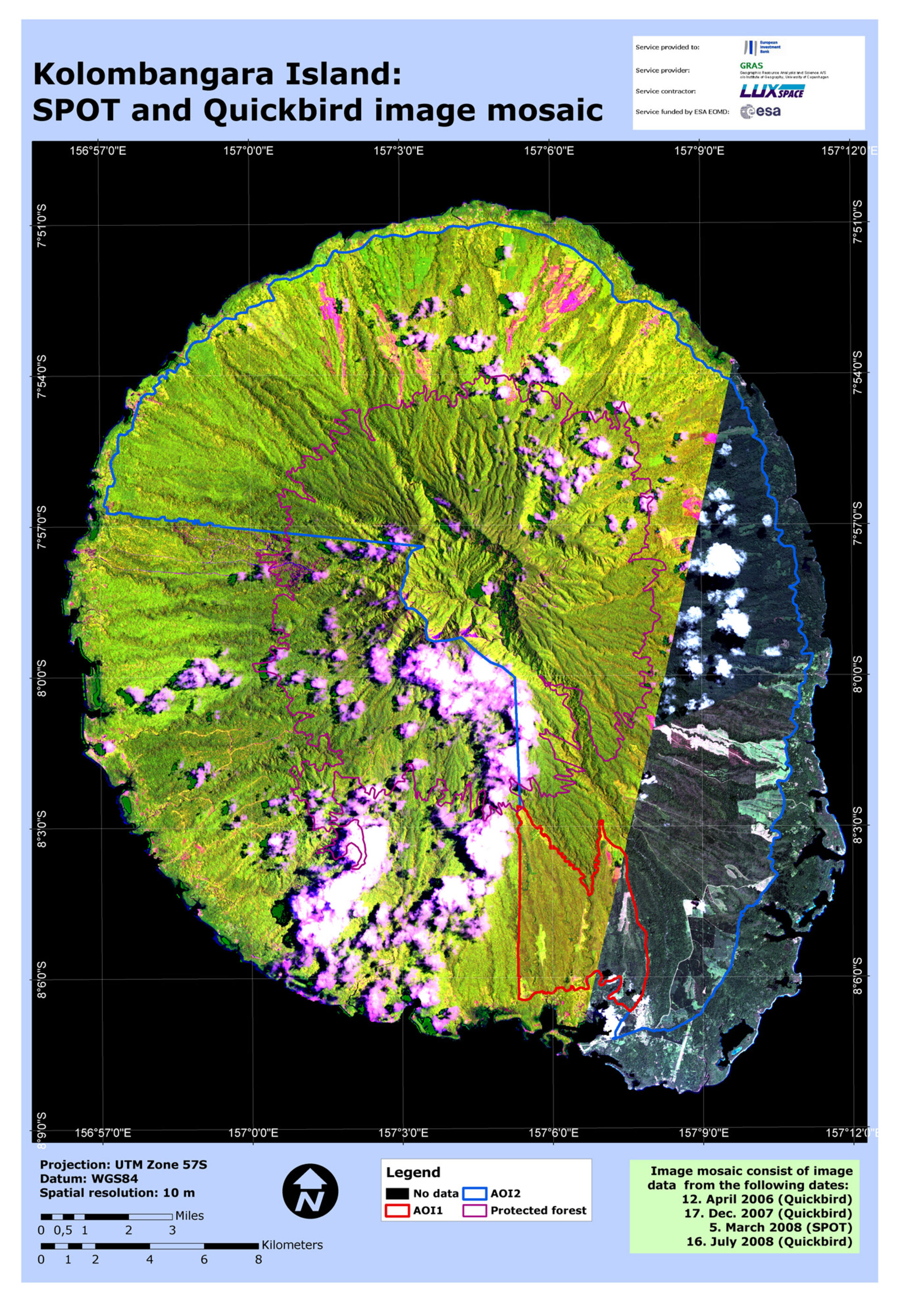 Land cover change map of Kolombangara island