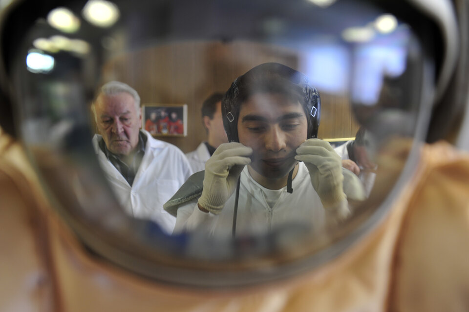 Diego testing a spacesuit