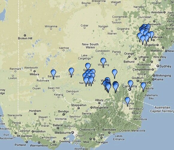 Soil moisture network sites in Australia