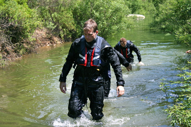 Andreas in a river
