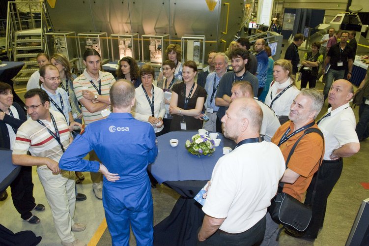 Participants and ESA astronaut Frank De Winne