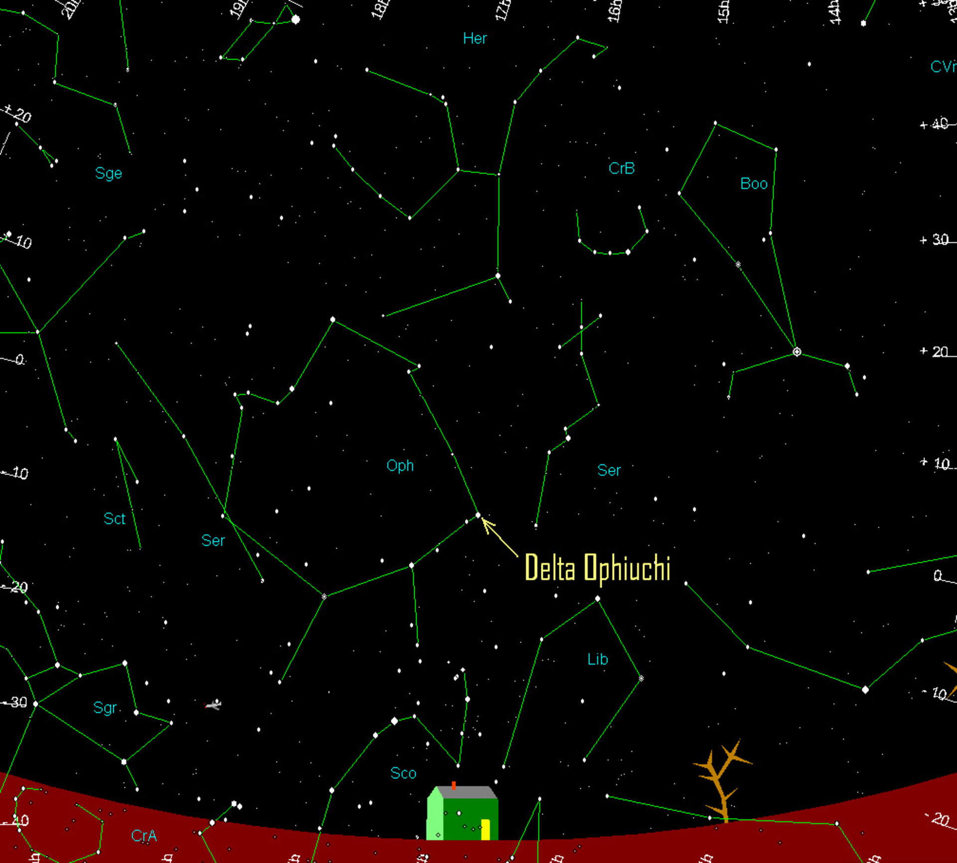 Star chart showing the sky from central Europe