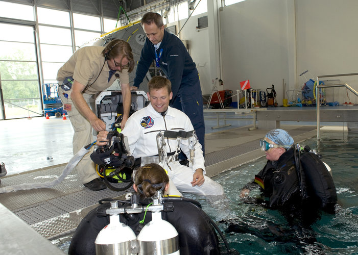 Andreas donning the 'space suit'