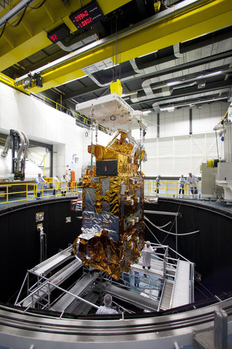 MetOp-B Payload Module is lifted out of ESTEC's Large Space Simulator