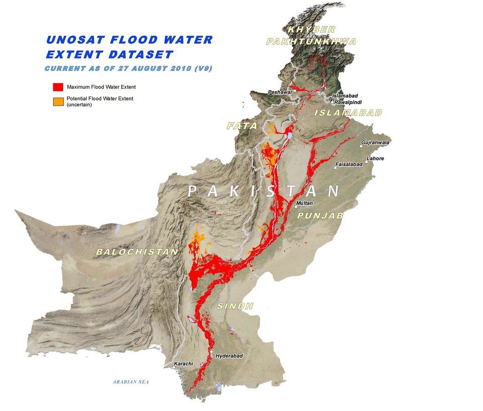 De overstromingen in Pakistan op 27 augustus