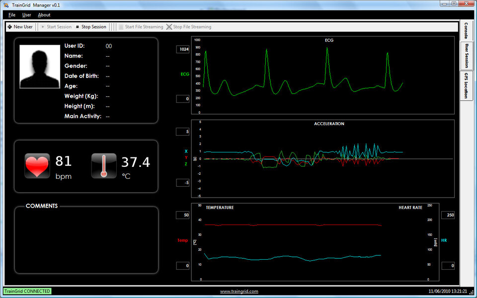 Display of athlete’s electrocardiogram 