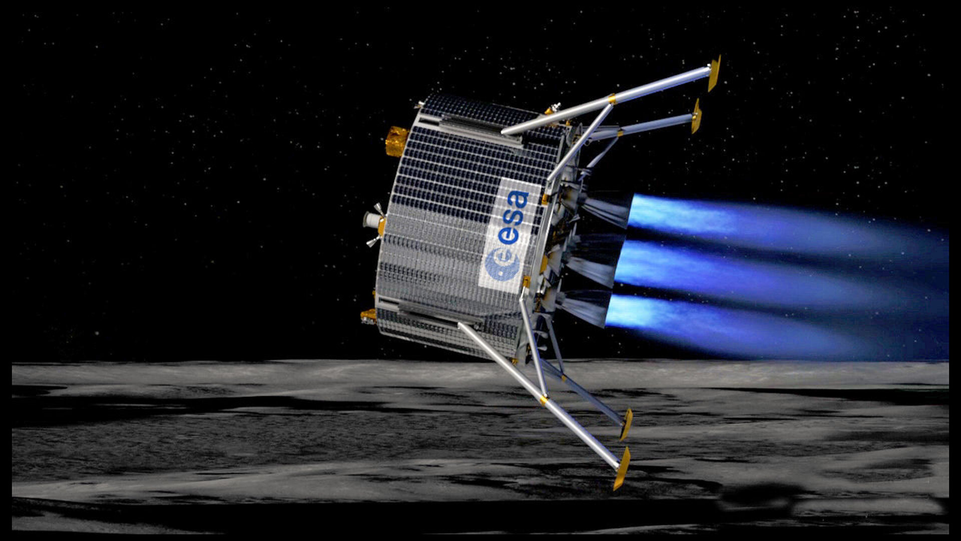 Illustration af, hvordan månefartøjet kan se ud under landing.