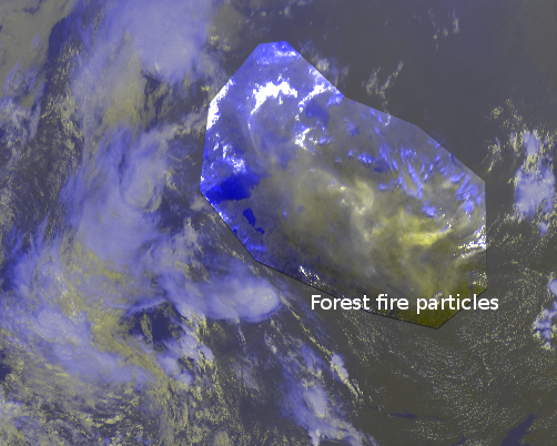 Venäjän metsäpalojen hiukkaspilvet satelliittikuvassa