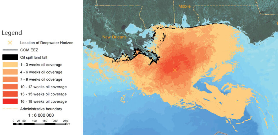 Affected shoreline