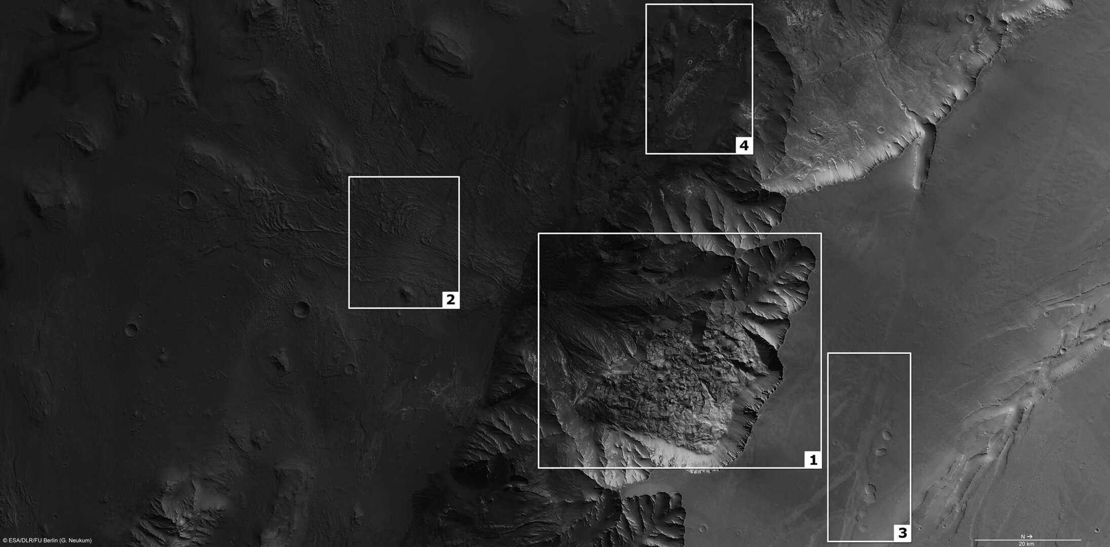 Features in Melas Chasma on Mars
