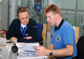 Timothy Peake during briefing before EVA training